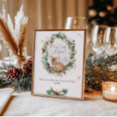 Herten Winter Woodland Baby shower Custom Sign Poster