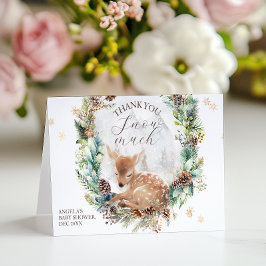 Herten Winter Woodland Koud Buiten Baby shower Bedankkaart