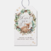 Herten Winter Woodland Koud Buiten Baby shower Cadeaulabel (Voorkant)