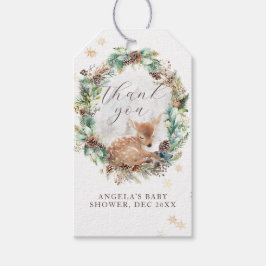 Herten Winter Woodland Koud Buiten Baby shower Cadeaulabel