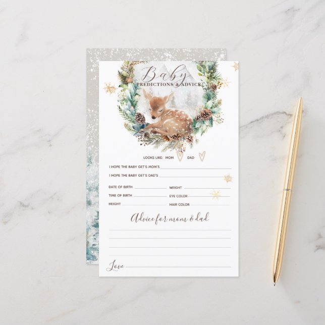 Herten Winter Woodland Koud Buiten Baby shower Gam (Voorkant / Achterkant in situ)