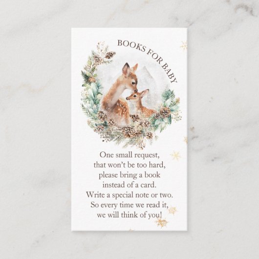 Herten Winter Woodland Koud Buiten Baby shower Informatiekaartje (Voorkant)