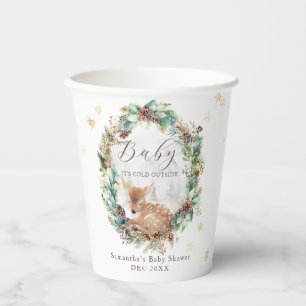 Herten Winter Woodland Koud Buiten Baby shower Papieren Bekers