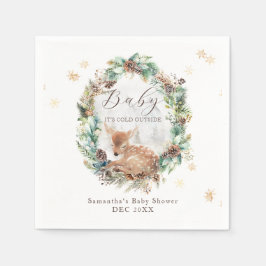 Herten Winter Woodland Koud Buiten Baby shower Servet