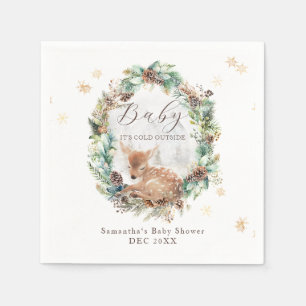 Herten Winter Woodland Koud Buiten Baby shower Servet