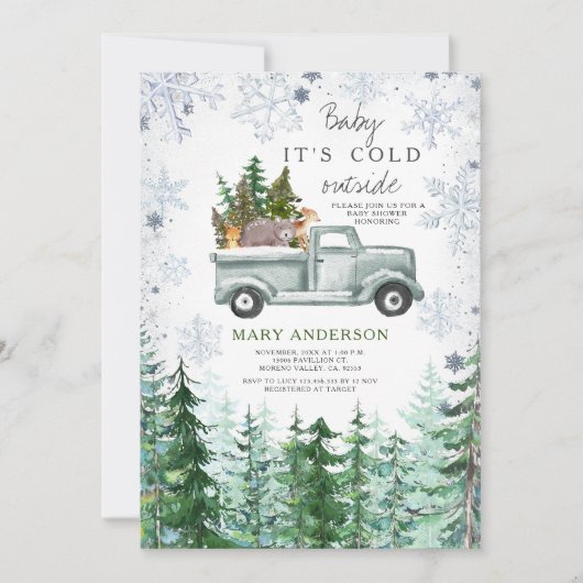 Herten Woodland rustieke bos Dier Baby shower Kaart (Voorkant)