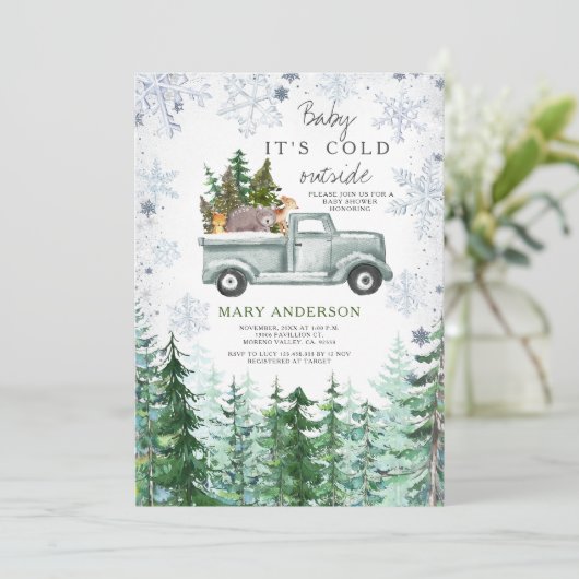 Herten Woodland rustieke bos Dier Baby shower Kaart (Staand voorkant)