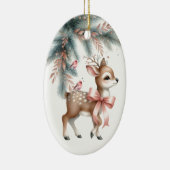 Herten Woodland  stijl Kerst gepersonaliseerd Keramisch Ornament (Rechts)