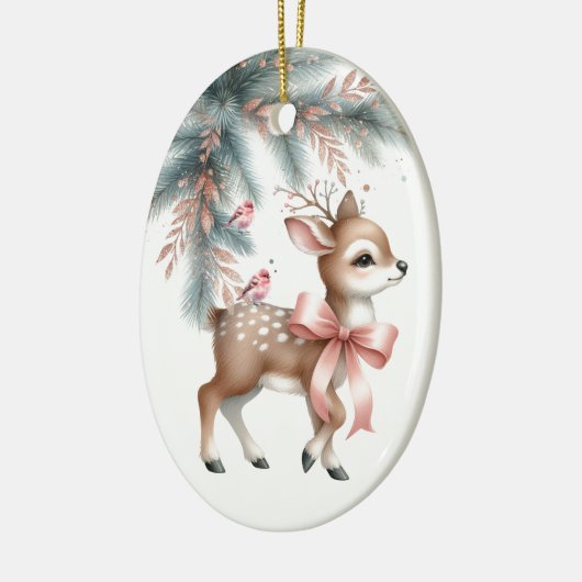 Herten Woodland  stijl Kerst gepersonaliseerd Keramisch Ornament (Links)