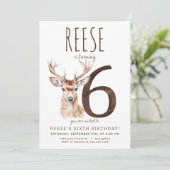 Herten zesde verjaardag uitnodiging (Staand voorkant)