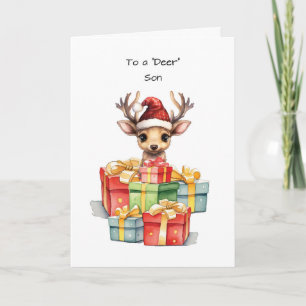 Herten Zoon Schattige Kerst Palen van Liefde Kaart