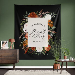 Herten zwarte terracotta bloemrijke rustieke bruid wandkleed