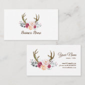 hertenantler, bloemen visitekaartje (Voorkant / Achterkant)