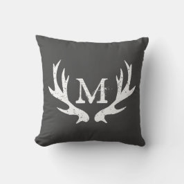  hertenantler gooit kussen | Grijs en wit