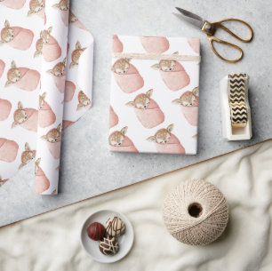 Hertenbaby Roze Aquarel Baby Shower Cadeau Cadeaupapier