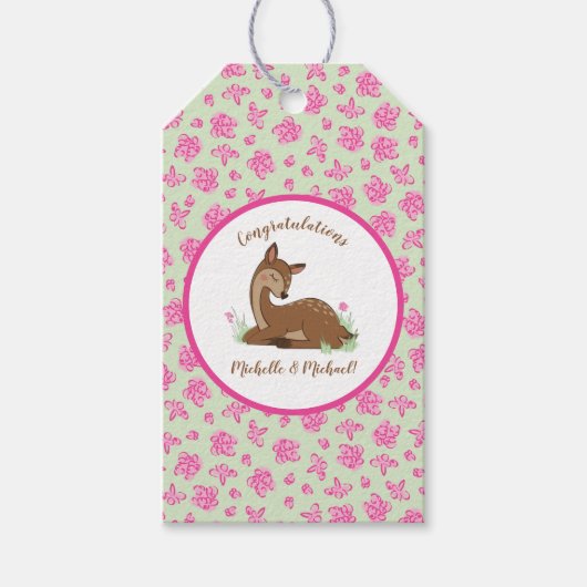 Hertenbaby shower cadeaulabel (Voorkant)