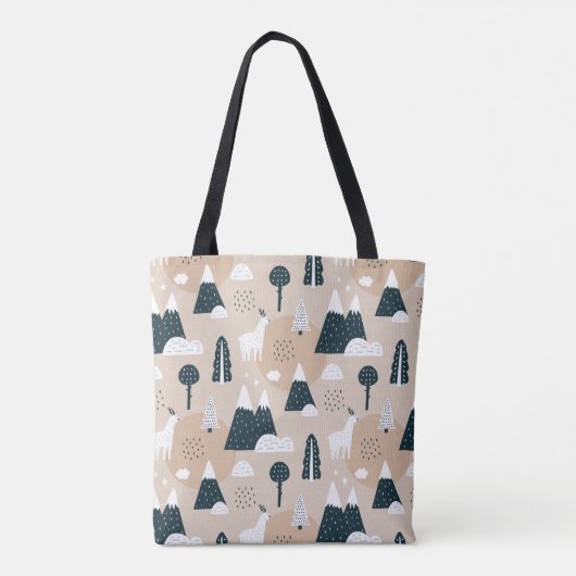 Hertenberg schattige geïllustreerde canvas tas (Achterkant)