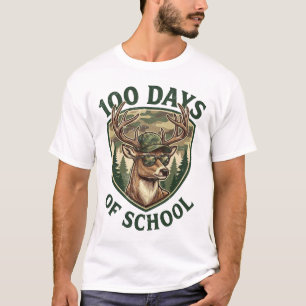Hertenbok 100 dagen school Camo Student Leraar T-shirt
