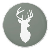 Hertenbok Kop Laadknop Camo Groen Keramische Knop (Voorkant)