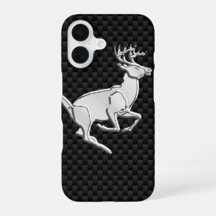 Hertenbok op koolstofvezel iPhone 16 hoesje