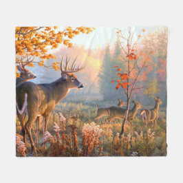 Hertenbokken en -geiten in herfst boswei fleece deken