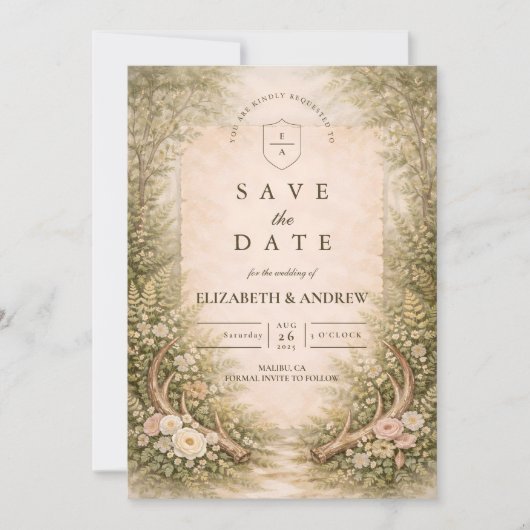 Hertenbos Romantische Trouwdag Save The Date (Voorkant)