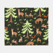 Hertenbos:  Schilderachtig patroon. Fleece Deken (Voorkant (Horizontaal))