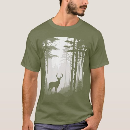 Hertenbos voor papa Son Bruh Graphic Hunter Groen T-shirt (Voorkant)