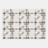 Hertenbos Winter Kerstmis Tartan Plaid 1 Inpakpapier Vel (Voorkant)