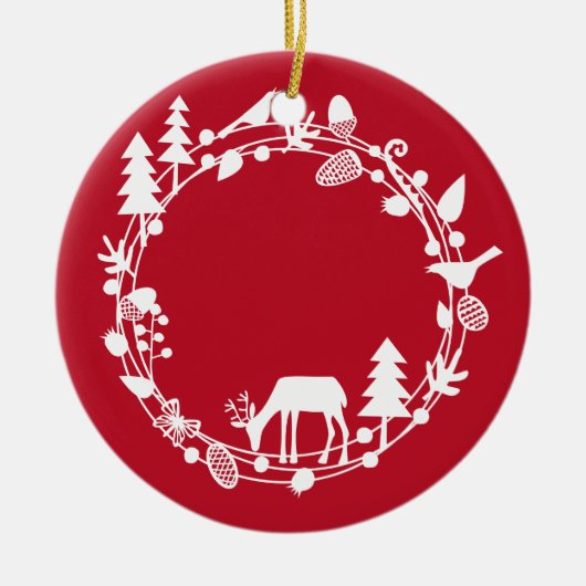 Hertenboskrans Keramisch Ornament (Voorkant)