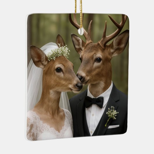 Hertenbruiloft in het bos keramisch ornament (Rechts)