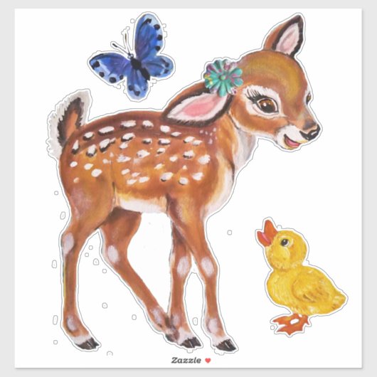  herteneend vlinder kwekerij muurdecor sticker (Vel)