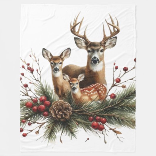 Hertenfamilie fleece deken (Voorkant)