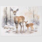 Hertenfamilie in Sneeuw 1 Decoupage Papier (Voorkant)