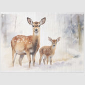 Hertenfamilie in Sneeuw 3 Decoupage Papier (Voorkant)