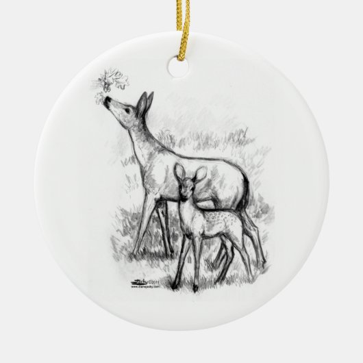 Hertenfamilie Keramisch Ornament (Voorkant)