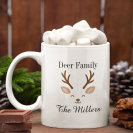 Hertenfamilie Minimalistische Rendier Kerstmis Koffiemok