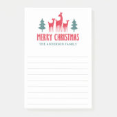 Hertenfamilie Vrolijk kerstfeest naam in regels Post-it® Notes (Voorkant)