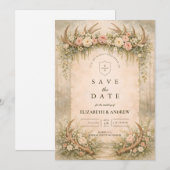 Hertenfloralen Bos Bruiloft Save The Date (Voorkant / Achterkant)