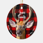 Hertenfoto - Klassiek rood en zwart plaid Keramisch Ornament (Links)