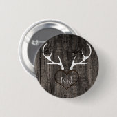 Hertengewei en gesneden hart bruiloft ronde button 5,7 cm (Voorkant /achterkant)