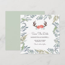 HERTENGEWEI & Groene Save The Date, Perzik Bloem