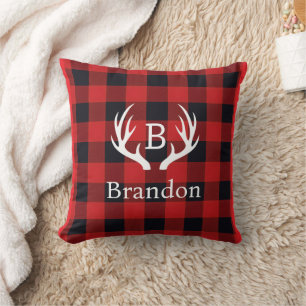 Hertengewei Initieel Buffalo Plaid Kussen