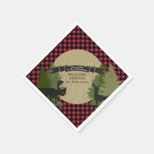 Hertengewei Lumberjack Plaid Mountain Cabin Art Servet (Hoek)