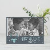 Hertengewei Pijlen Kerst Foto V2 Blauwgroen ID861 Kaart (Staand voorkant)