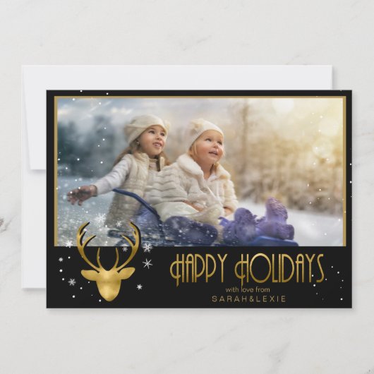 Hertengewei Pijlen Kerst Foto V2 Goud ID861 Kaart (Voorkant)