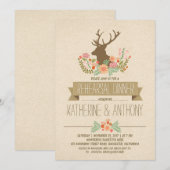 Hertengewei romantisch rustiek repetitie diner kaart (Voorkant / Achterkant)