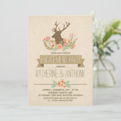 Hertengewei romantische rustieke verlovingsfeest kaart (Staand voorkant)