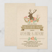 Hertengewei romantische rustieke verlovingsfeest kaart (Voorkant / Achterkant)