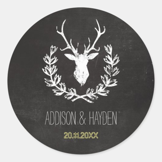 Hertengewei | Rustieke krijtbordenvelop afdichting Ronde Sticker (Voorkant)